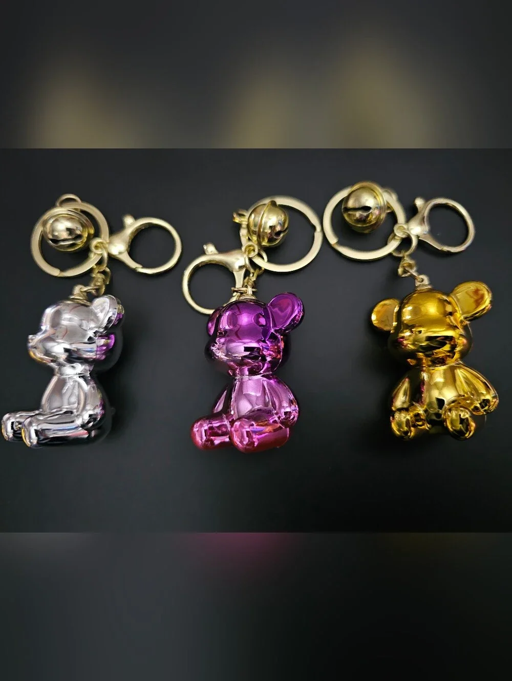 Metallic (Pick 1) Bear Keychain / Bag Charm – Silver, Purple, Gold NWOT